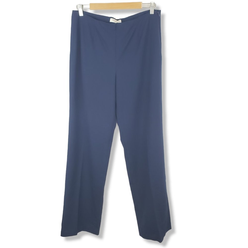 Coldwater Creek Navy Blue Side Zip High-rise Dress Pants Size 10